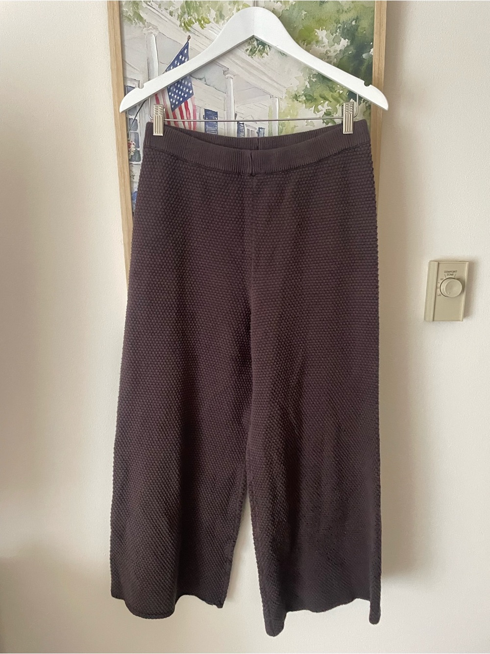 Free People Beach Hailee Knit Wide Leg Pants in Hot Fudge Brown Size Large
